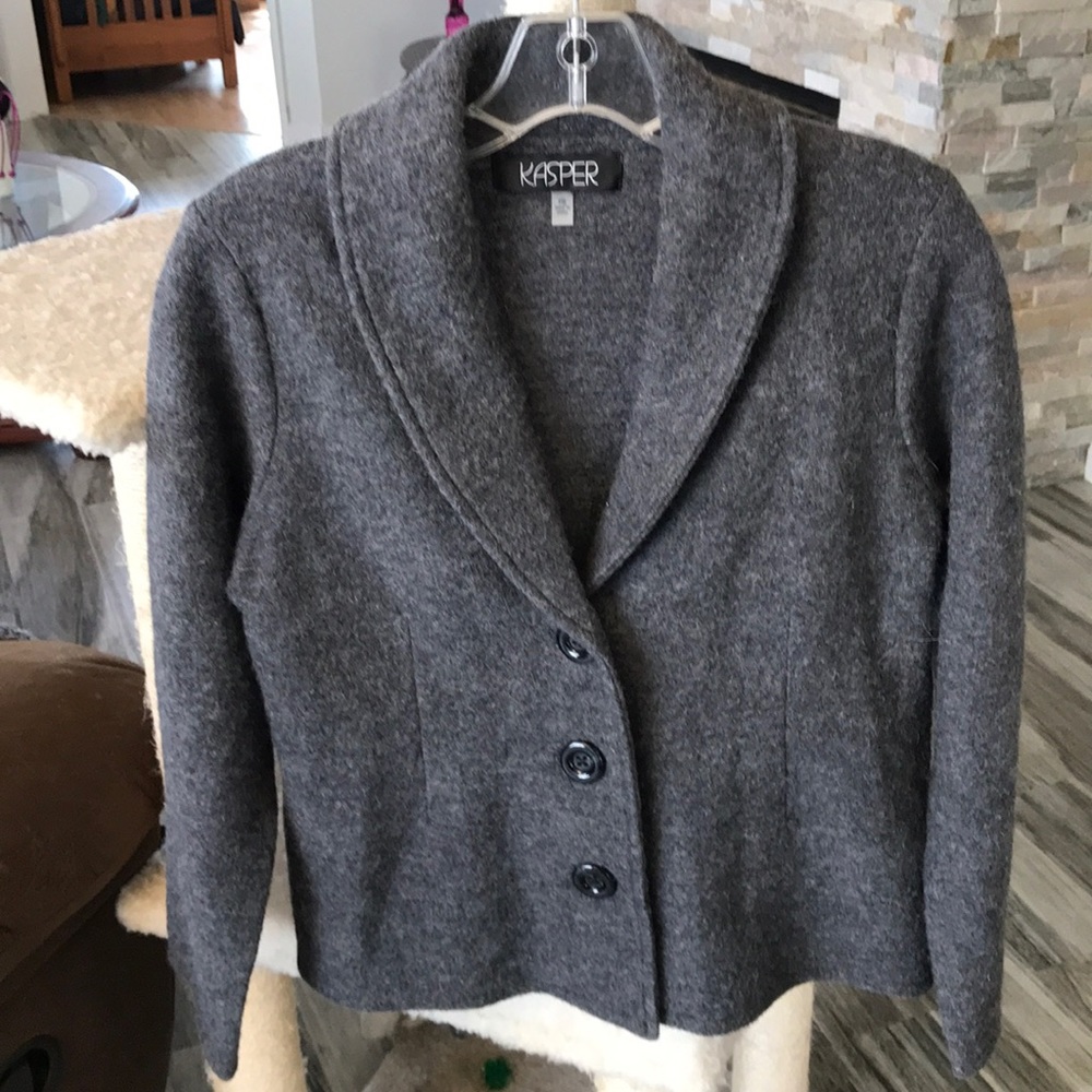🩶GRAY BLAZER BY KASPER SIZE SMALL PETITE EXCELLENT CONDITION!